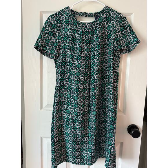 J Crew Green Pale Pink Mini Silk Dress Open Back Geometric Print Womens Size 6 - Picture 1 of 6